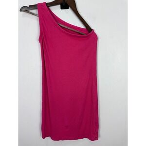 Back Beat Co One Shoulder Dress Womens XS Pink Hemp Organic Cotton Ribbed Mini